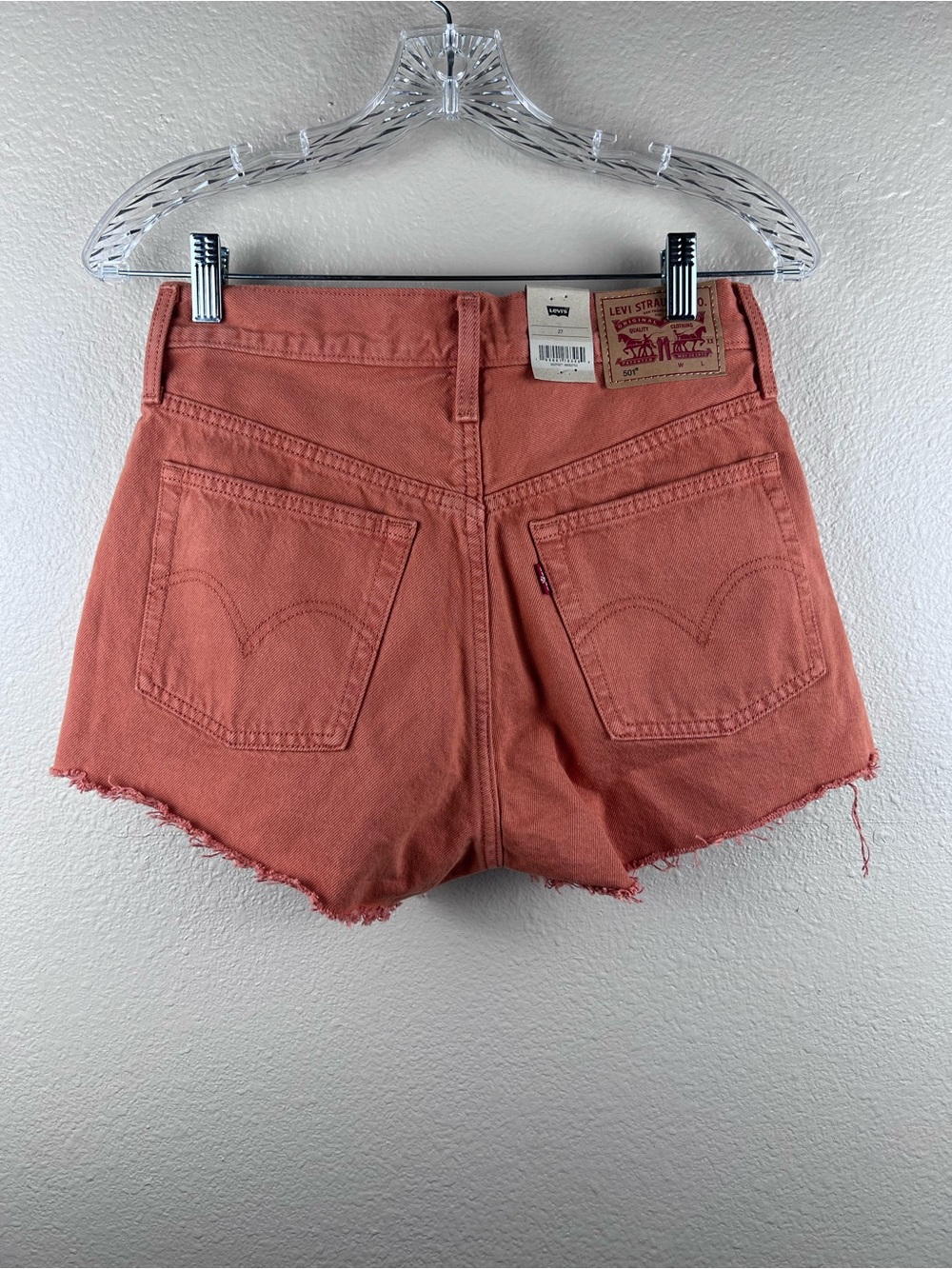Levi’s 501 Burnt Orange High Rise Shorts NWT 27 - Picture 6 of 10